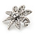Small Clear Crystal 'Flower' Brooch In Silver Plating - 3.5cm Diameter - view 2