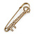 Gold Tone Diamante Key Fashion Pin Brooch - 7cm Length