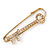 Gold Tone Diamante Key Fashion Pin Brooch - 7cm Length - view 3