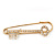 Gold Tone Diamante Key Fashion Pin Brooch - 7cm Length - view 5