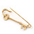 Gold Tone Diamante Key Fashion Pin Brooch - 7cm Length - view 2