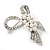 Small Contemporary Imitation Pearl Crystal Bow Brooch In Silver Plating - 4.5cm Length - view 3