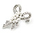 Small Contemporary Imitation Pearl Crystal Bow Brooch In Silver Plating - 4.5cm Length - view 4