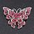 Pink Crystal Filigree Butterfly Brooch (Silver Tone) - view 6