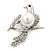 Diamante 'Dove' Brooch In Rhodium Plated Metal - 4.5cm Length - view 2