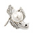 Diamante 'Dove' Brooch In Rhodium Plated Metal - 4.5cm Length - view 3
