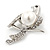 Diamante 'Dove' Brooch In Rhodium Plated Metal - 4.5cm Length - view 4