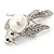 Diamante 'Dove' Brooch In Rhodium Plated Metal - 4.5cm Length - view 5