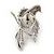 Diamante 'Dove' Brooch In Rhodium Plated Metal - 4.5cm Length - view 6