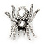 Large Clear Crystal Spider Brooch In Antique Silver Finish - 6cm Length - view 7