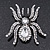 Large Clear Crystal Spider Brooch In Antique Silver Finish - 6cm Length - view 2
