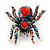 Large Multicoloured Crystal Spider Brooch In Antique Gold Finish - 6cm Length - view 7