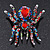 Large Multicoloured Crystal Spider Brooch In Antique Gold Finish - 6cm Length - view 4