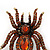 Large Smokey Topaz Coloured Crystal Spider Brooch In Antique Gold Finish - 6cm Length - view 3