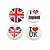 4pcs 'I Heart Love England' Lapel Pin Button Badge - 3cm Diameter
