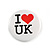4pcs 'I Heart Love UK' Lapel Pin Button Badge - 3cm Diameter - view 2