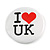 4pcs 'I Heart Love UK' Lapel Pin Button Badge - 4.5cm Diameter - view 2