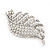 Large Simulated Pearl/Diamante 'Leaf' Brooch In Silver Tone Metal - 8.5cm Length - view 6