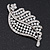 Large Simulated Pearl/Diamante 'Leaf' Brooch In Silver Tone Metal - 8.5cm Length - view 4