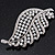 Large Simulated Pearl/Diamante 'Leaf' Brooch In Silver Tone Metal - 8.5cm Length - view 3