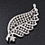 Large Simulated Pearl/Diamante 'Leaf' Brooch In Silver Tone Metal - 8.5cm Length - view 5