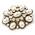 Vintage Faux Pearl Diamante Brooch In Antique Gold Metal - 5.5cm Length - view 4