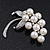 Large 'Grapes' Simulated Pearl/Diamante Brooch In Silver Metal - 6cm Length - view 2