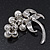 Large 'Grapes' Simulated Pearl/Diamante Brooch In Silver Metal - 6cm Length - view 3