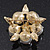 Stunning Bridal Simulated Pearl Crystal Brooch (Snow White & Gold Plated) - 4cm Diameter - view 5