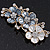 Pale Blue/White Enamel Diamante Floral Brooch In Gold Plating - 6cm Length - view 4