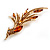 Sparkling Light Amber Coloured Crystal Fire-Bird Brooch (Gold Tone) - view 6