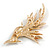 Sparkling Light Amber Coloured Crystal Fire-Bird Brooch (Gold Tone) - view 7