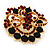 Burgundy Red & Jet-Black Diamante Corsage Brooch In Gold Plating - 5cm Diameter - view 8
