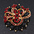 Burgundy Red & Jet-Black Diamante Corsage Brooch In Gold Plating - 5cm Diameter - view 2