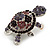 Amethyst/ Deep Purple Swarovski Crystal 'Turtle' Brooch In Silver Plated Metal - 5.5cm Length - view 5