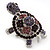 Amethyst/ Deep Purple Swarovski Crystal 'Turtle' Brooch In Silver Plated Metal - 5.5cm Length - view 10