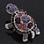 Amethyst/ Deep Purple Swarovski Crystal 'Turtle' Brooch In Silver Plated Metal - 5.5cm Length - view 2