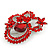 Large Red Crystal 'Butterfly' Brooch In Rhodium Plating - 8cm Length - view 4