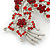 Red/Burgundy Crystal 'Floral' Brooch In Silver Plating - 7cm Length - view 5