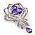 Stunning Purple CZ Floral Dimensional Corsage Brooch In Silver Plating - 10cm Length - view 7