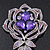 Stunning Purple CZ Floral Dimensional Corsage Brooch In Silver Plating - 10cm Length - view 2