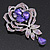 Stunning Purple CZ Floral Dimensional Corsage Brooch In Silver Plating - 10cm Length - view 3