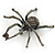 Giant Dim Grey Crystal Spider Brooch In Gun Metal Finish - 7cm Length - view 6