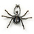 Giant Dim Grey Crystal Spider Brooch In Gun Metal Finish - 7cm Length - view 4