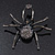 Giant Dim Grey Crystal Spider Brooch In Gun Metal Finish - 7cm Length - view 3