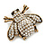 Clear Crystal Bee Brooch (Burn Gold Metal) - 4.5cm Length - view 6