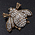 Clear Crystal Bee Brooch (Burn Gold Metal) - 4.5cm Length - view 4