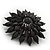 Layered Black Acrylic Floral Brooch In Gun Metal Finish - 5cm Diameter - view 2