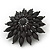 Layered Black Acrylic Floral Brooch In Gun Metal Finish - 5cm Diameter - view 3