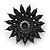 Layered Black Acrylic Floral Brooch In Gun Metal Finish - 5cm Diameter - view 4